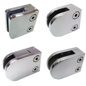Soporte clip de vidrio acero