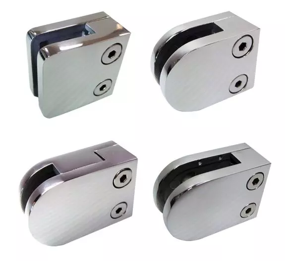 Soporte clip de vidrio acero