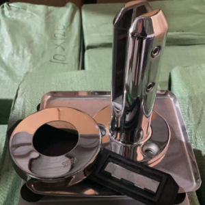 Soporte espiga para vidrio templado de acero inoxidable 304 de 16mm de alto 900gr de peso con base Redonda acabado brillante