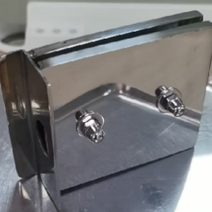 Soporte con bisagra de acero inox 304 para vidrio 16.5mm brillante